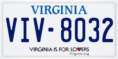 VA license plate VIV8032