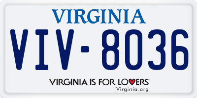 VA license plate VIV8036