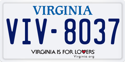 VA license plate VIV8037