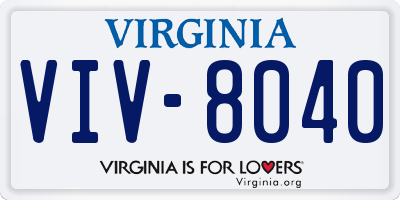 VA license plate VIV8040
