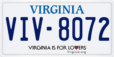 VA license plate VIV8072