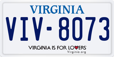 VA license plate VIV8073