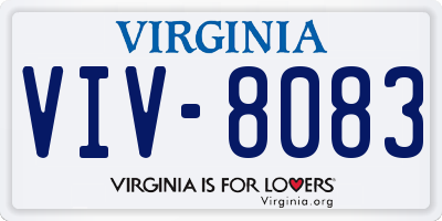 VA license plate VIV8083