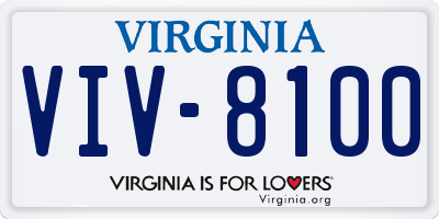 VA license plate VIV8100