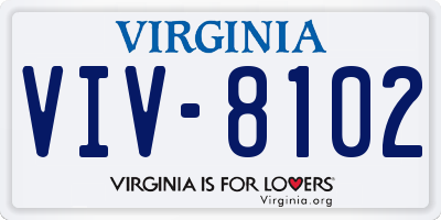 VA license plate VIV8102