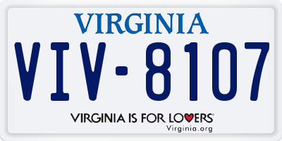 VA license plate VIV8107