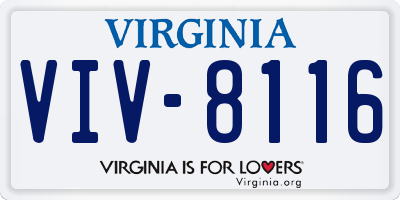 VA license plate VIV8116