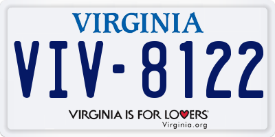 VA license plate VIV8122