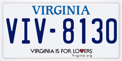 VA license plate VIV8130