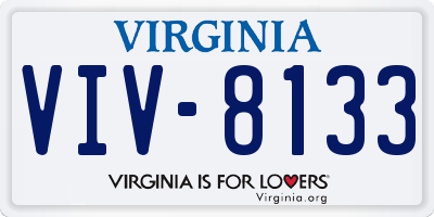 VA license plate VIV8133