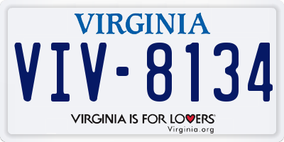 VA license plate VIV8134