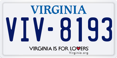 VA license plate VIV8193