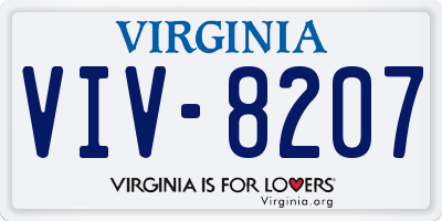 VA license plate VIV8207