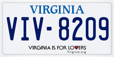 VA license plate VIV8209