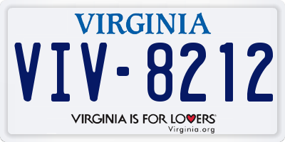 VA license plate VIV8212
