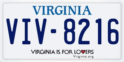 VA license plate VIV8216