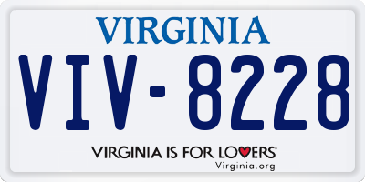 VA license plate VIV8228