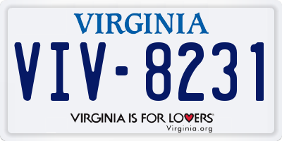 VA license plate VIV8231