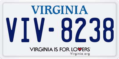 VA license plate VIV8238