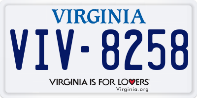 VA license plate VIV8258
