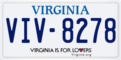 VA license plate VIV8278