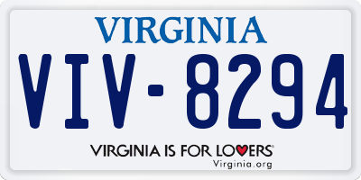 VA license plate VIV8294