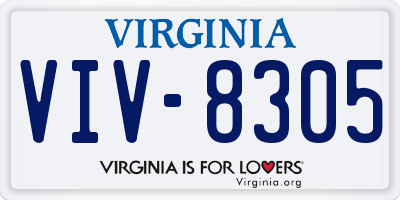 VA license plate VIV8305