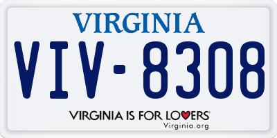 VA license plate VIV8308