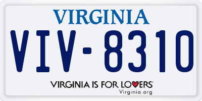 VA license plate VIV8310