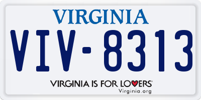 VA license plate VIV8313