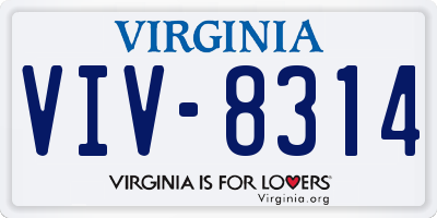 VA license plate VIV8314
