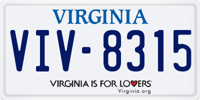 VA license plate VIV8315