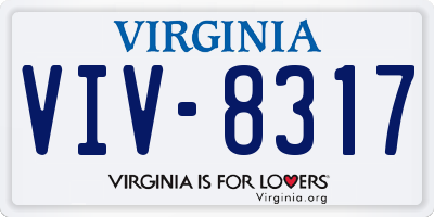 VA license plate VIV8317