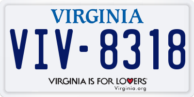 VA license plate VIV8318