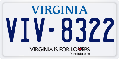 VA license plate VIV8322