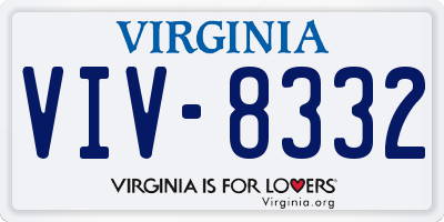 VA license plate VIV8332