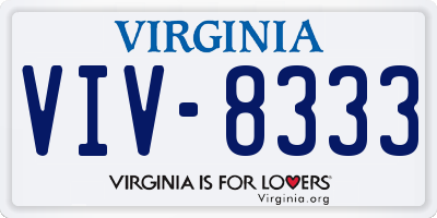 VA license plate VIV8333