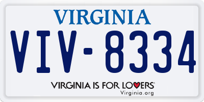 VA license plate VIV8334