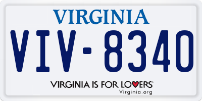 VA license plate VIV8340
