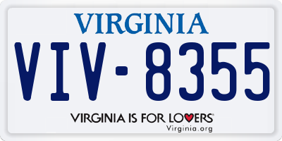 VA license plate VIV8355