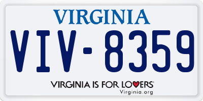 VA license plate VIV8359