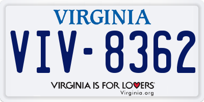 VA license plate VIV8362