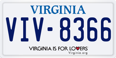 VA license plate VIV8366