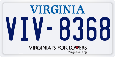VA license plate VIV8368
