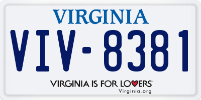 VA license plate VIV8381