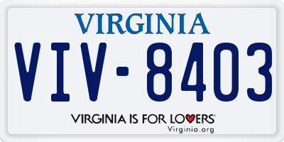 VA license plate VIV8403