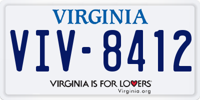 VA license plate VIV8412