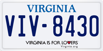 VA license plate VIV8430