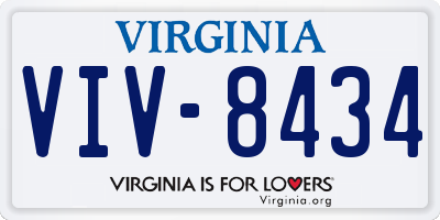 VA license plate VIV8434