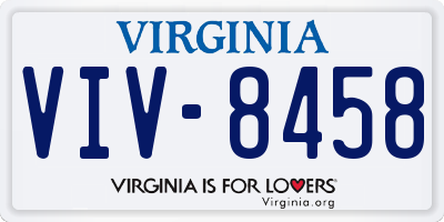 VA license plate VIV8458